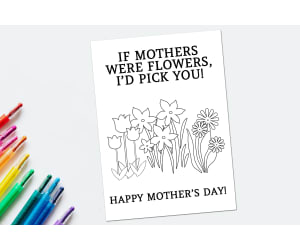 PRINTABLE MOTHER'S DAY COLORING CARD ACTIVITY, TAKE HOME GIFT FOR MOM