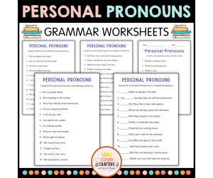 Printable Personal Pronouns Grammar Worksheets for Grade 2, 3, 4