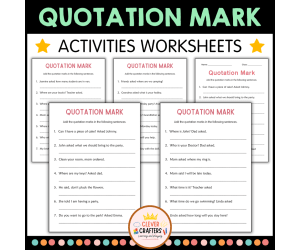 Printable Quotation Marks Grammer Activity Worksheets for Grade 2, 3