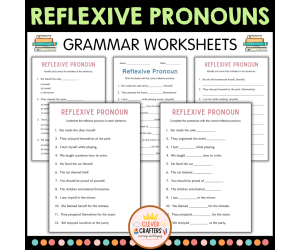 Printable Reflexive Pronouns Grammar Worksheets for Grade 3, 4, 5