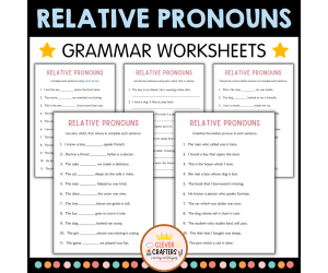 Printable Relative Pronouns Practice Grammar Worksheets for Grade 2, 3