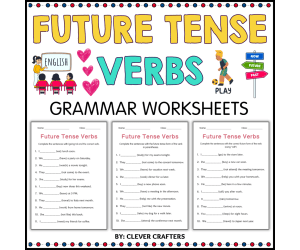 Printable Simple Future Tense Verbs Grammar Worksheets for Grade 2, 3