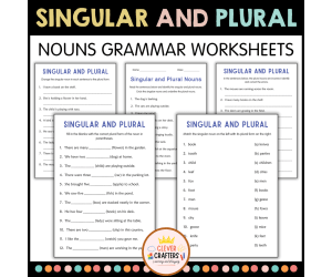 Printable Singular and Plural Nouns Grammar Worksheets for Grade 2, 3