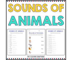 Printable Sounds of Animals Activities Worksheets for Grade 1, 2, 3