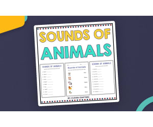 Printable Sounds of Animals Activities Worksheets for Grade 1, 2, 3