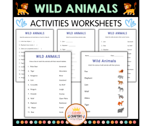 Printable Wild Animals Activities Worksheets for Grade 2, 3, 4