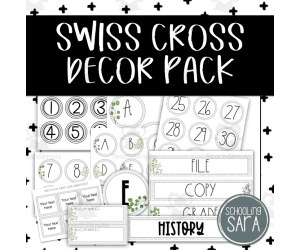 Printer Friendly Swiss Cross Classroom Decor Pack
