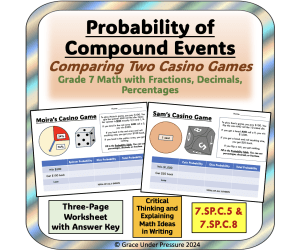 Probability Word Problems Middle School Probability of Compound Events