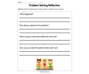 Problem Solving Reflection Worksheet