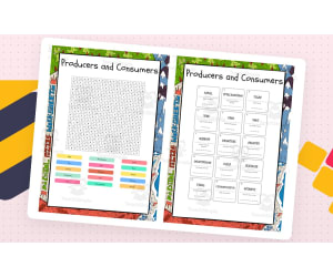Producers and Consumers word search, scramble and crossword