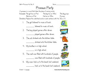 Pronoun Worksheet