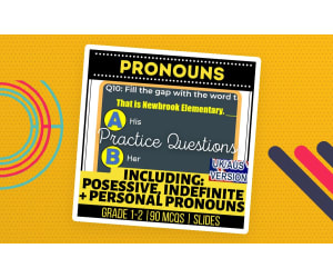 UK/Aus Spelling Pronouns Grammar Practice: 90 MCQs Year 2-3 (Slides)