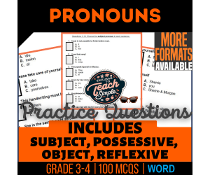 Pronouns Practice Questions - Grade 3-4 Grammar (Word)