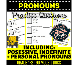 Pronouns  Practice Questions - Grades 1-2 Grammar (Docs)