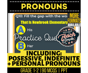 Pronouns Practice Questions - Grades 1-2 Grammar (PPT)