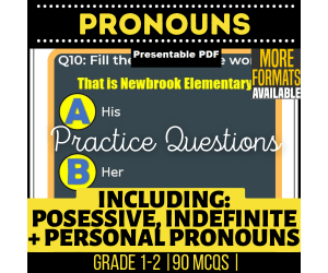 Pronouns Practice Questions - Grades 1-2 Grammar Presentable PDF