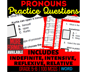 Pronouns Practice Questions - Grammar Grade 5-6 (Word)