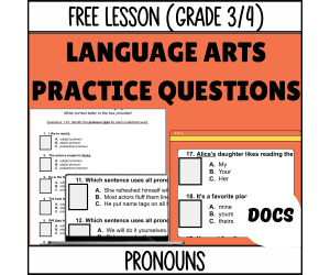 Pronouns Sample: Grammar Grades 3-4 (Google Docs)