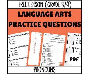 Pronouns Sample: Grammar Grades 3-4 (PDF)