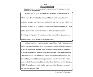 Proofreading Spelling Errors Worksheet