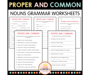 Proper Nouns and Common Nouns Grammar Practice Worksheets for Grade 1