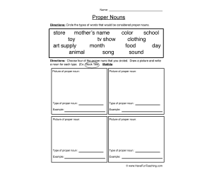 Proper Nouns Worksheet