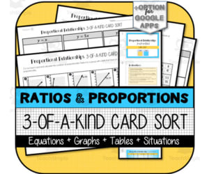 Proportional Relationships 3-of-a-Kind CARD SORT