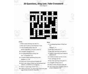 Pseudo Crossword: 20 Questions King Lear