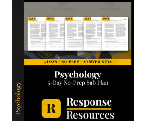 Psychology Emergency Sub Plans - 5 Days No Prep Worksheets