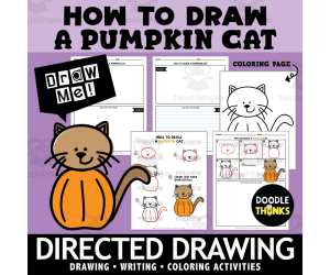 Pumpkin Cat Directed Drawing | How To Draw Autumn Art Activities