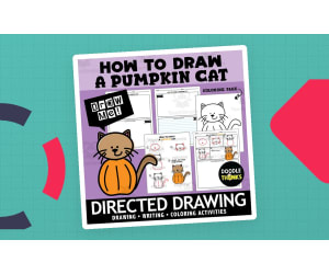Pumpkin Cat Directed Drawing | How To Draw Autumn Art Activities