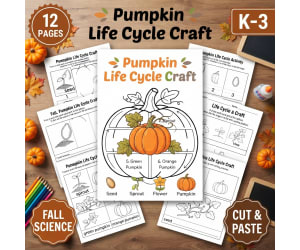 Pumpkin Life Cycle Craft Cut and Paste Activity Fall Science