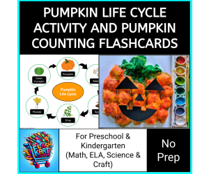 Pumpkin Life Cycle, Flashcards, Rhyming Words, Craft, and Coloring