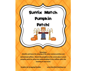 Pumpkin Patch Matching Suffix Activity
