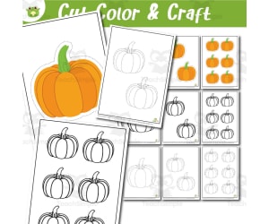 Pumpkin Template Activity Set | Cutting, Coloring & Tracing for Presch