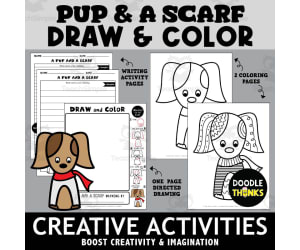 Pup and a Scarf Draw and Color Creative Activities