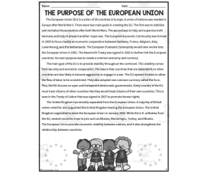 Purpose of the European Union Reading Packet