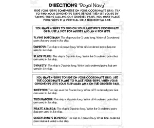 Quadrant Coordinate Plane Battleship
