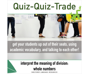 Quiz-Quiz-Trade Game: Interpret the Meaning of Whole Number Division