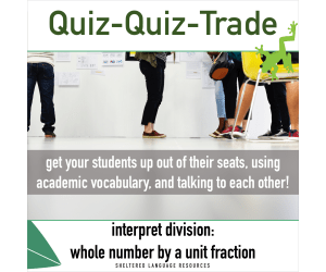 Quiz-Quiz-Trade Game: Whole Number Division by a Unit Fraction