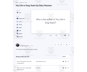 Quizlet - My Life in Dog Years by Gary Paulsen