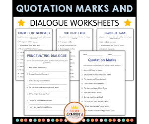 Quotation Marks and Dialogue Grammar Practice Worksheets for Grade 1