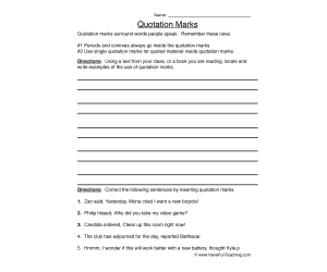 Quotation Marks Practice Worksheet