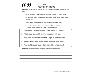 Quotation Marks Punctuation Worksheet