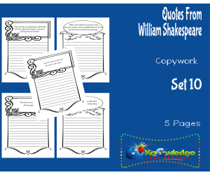 Quotes From William Shakespeare Copywork : Set 10
