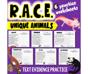 RACE Strategy Practice: Passages & Questions, Text Evidence Worksheets