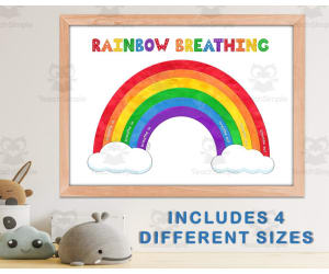 Rainbow Mindful Breathing Activity Poster Great for Classroom Decor and Calming Corners