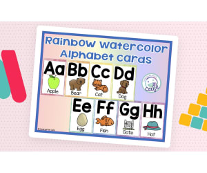 Rainbow Watercolor  Alphabet Cards - Bulletin Board Decor