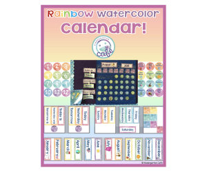 Rainbow Watercolor Calendar