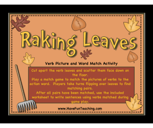 Raking Leaves Verbs Activity